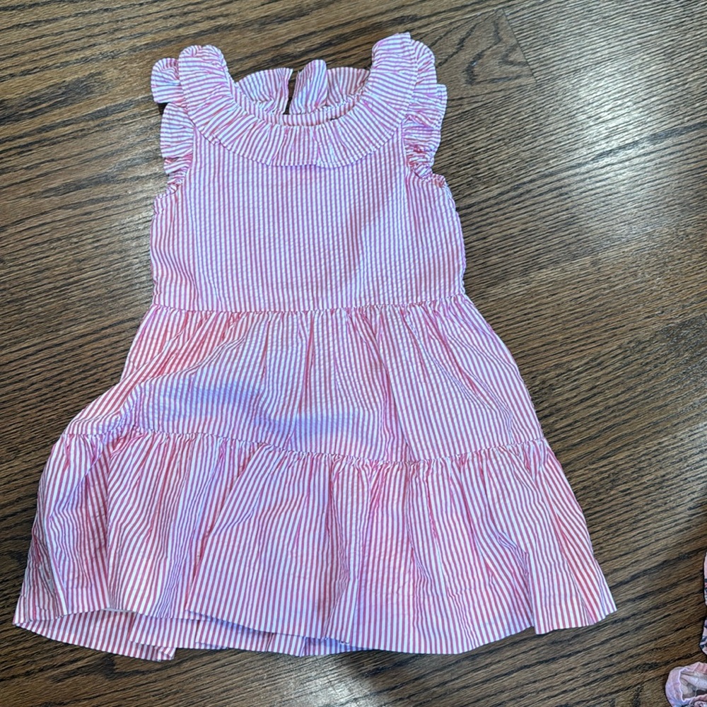 NWOT Polo Ralph Lauren Striped Seersucker Dress, Sz 2/2T, Pink/White